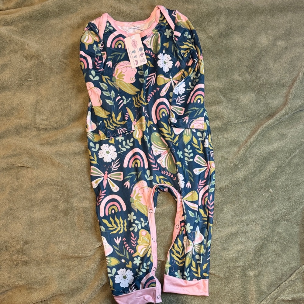 Charming Floral and Rainbow Kids Romper